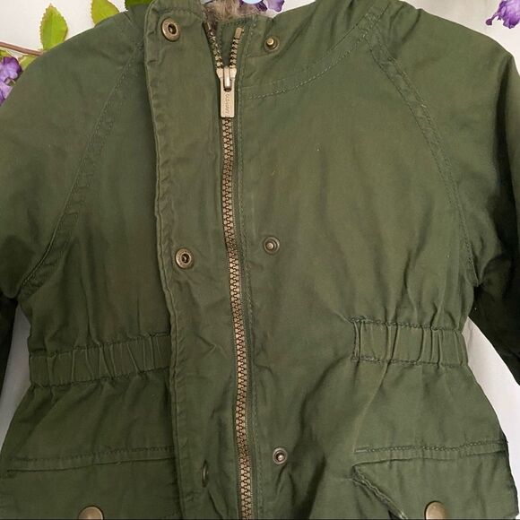 Old Navy Army Green Coat With faux Fur Hood - Picture 6 of 9